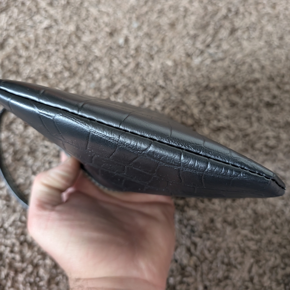Black Crocodile Embossed Clutch